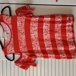 3 bundled items for $10 Michael Kors Red tie dye cold shoulder top